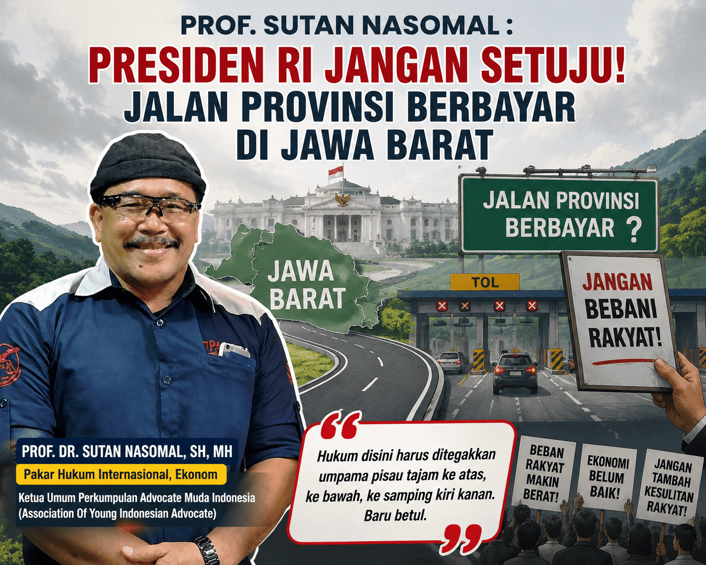 Prof Sutan Nasomal mengkritik wacana jalan provinsi berbayar di Jawa Barat