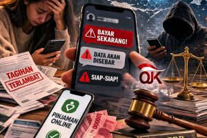 Ilustrasi praktik penagihan pinjaman online dan perlindungan data pribadi dalam perspektif hukum di Indonesia