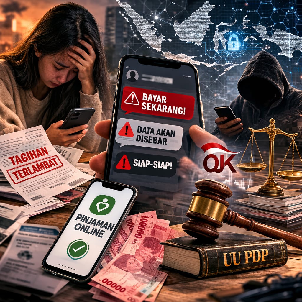 Ilustrasi praktik penagihan pinjaman online dan perlindungan data pribadi dalam perspektif hukum di Indonesia