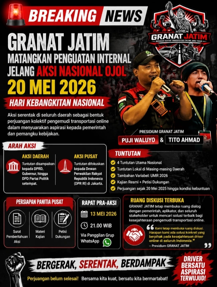 Konsolidasi GRANAT Jatim jelang aksi nasional ojol 2026