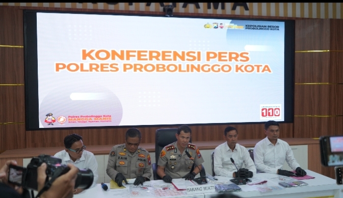 Konferensi pers pengungkapan kasus narkoba Polres Probolinggo Kota 2026