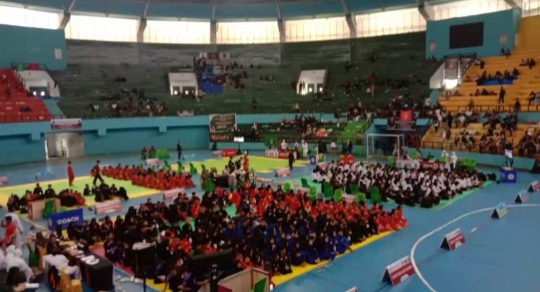 Suasana pertandingan Celebes Silat Championship 2026 di GOR Sudiang Makassar