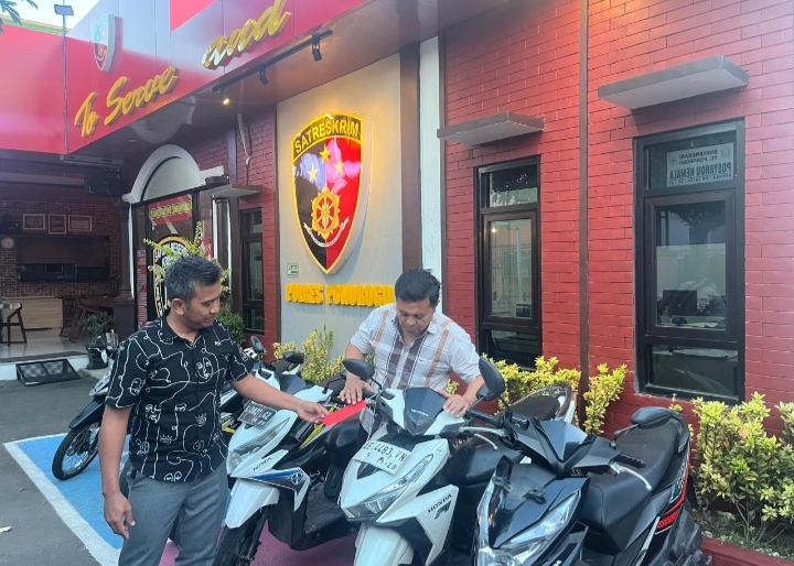 Tim URC Polres Ponorogo mengamankan pelaku curanmor lintas daerah dan lima motor hasil curian