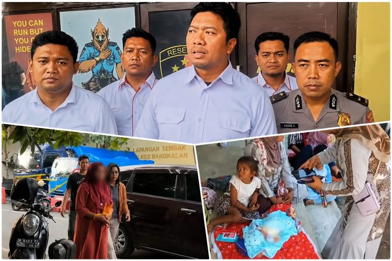 Kasat Reskrim Polres Bangkalan AKP Eriek Triyasworo menjelaskan pengungkapan kasus dugaan pembuangan bayi di Desa Bragang Kecamatan Klampis Kabupaten Bangkalan.