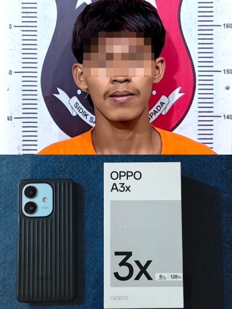 Kapolsek Umpu Semenguk menunjukkan barang bukti dalam pengungkapan kasus pencurian dengan pemberatan dan penadahan di Way Kanan.