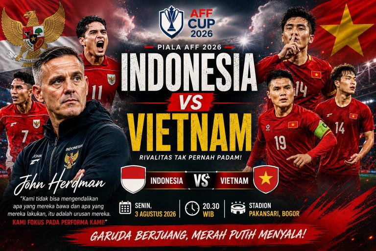 Pelatih Timnas Indonesia John Herdman memberikan arahan jelang pertandingan melawan Vietnam di Piala AFF 2026.