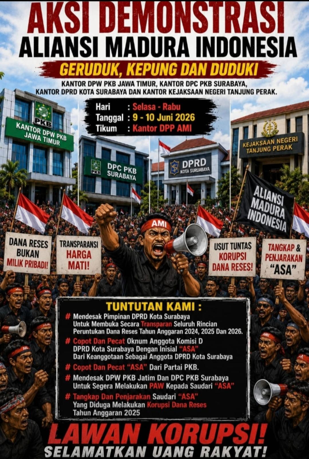Ketua Umum AMI menyampaikan sikap terkait dugaan penyunatan dana reses anggota DPRD Kota Surabaya.