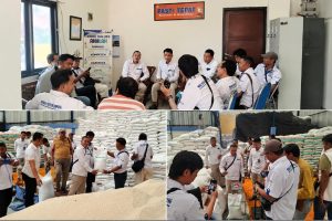 Audiensi Media Center Sampang bersama Bulog Sampang membahas ketahanan pangan, serapan gabah, bantuan pangan dan stok beras Kabupaten Sampang.