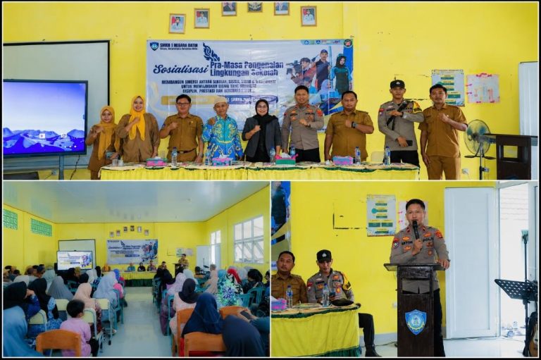 Kanit Binmas Polsek Negara Batin saat memberikan sosialisasi Pra-MPLS di SMKN 1 Negara Batin Way Kanan.