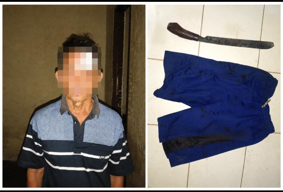 Personel Polsek Kasui mengamankan terduga pelaku penganiayaan di Kecamatan Kasui, Kabupaten Way Kanan.