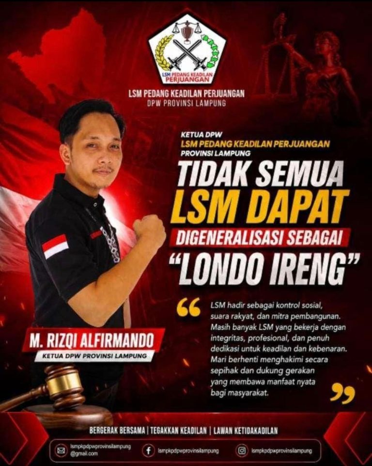 Ketua DPW LSM Pedang Keadilan Perjuangan Provinsi Lampung M. Rizqi Alfirmando memberikan keterangan kepada media.
