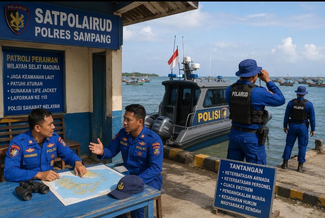 Personel Satpolairud Polres Sampang bersiaga di Markas Satpolairud Banyuanyar.