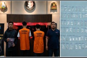 Polrestabes Surabaya mengamankan dua terduga pengedar sabu dengan barang bukti 250,16 gram