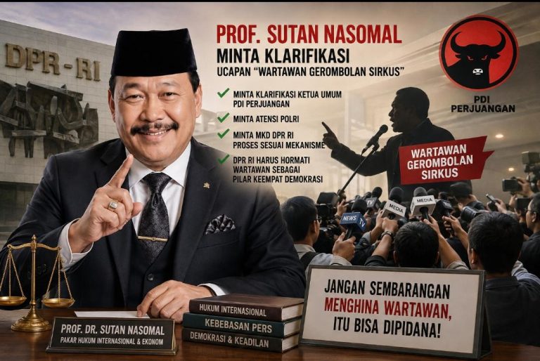 Prof Sutan Nasomal meminta klarifikasi terkait ucapan anggota DPR RI tentang wartawan