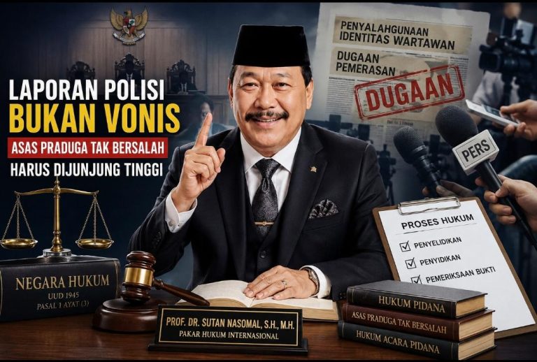 Prof Sutan Nasomal menyampaikan pandangan hukum terkait laporan polisi dan asas praduga tak bersalah