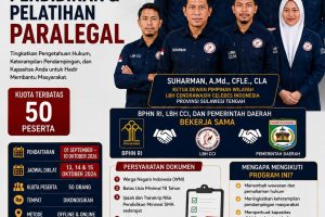 Poster Pendidikan dan Pelatihan Paralegal LBH CCI DPW Sulawesi Tengah